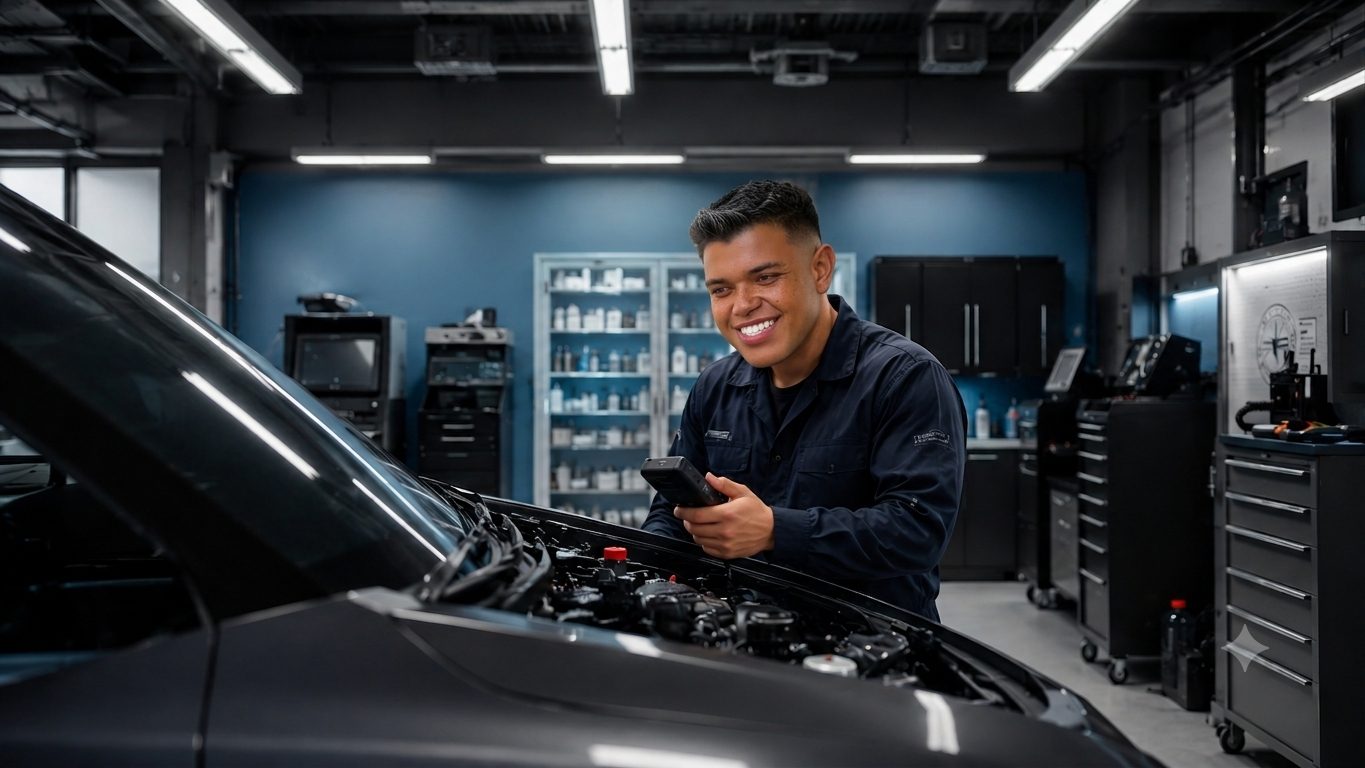 Mecânico da JR Auto Center realizando avaliação técnica em veículo